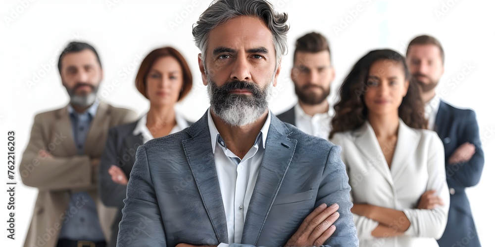 Confident Corporate Manager Guiding Supportive Team to Success Confident Corporate Manager Guiding Supportive Team to Success