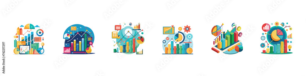 Graph Icon, set of diagram and graphs related vector icons, Growing bar graph icon,  chart and Diagram duotone icons