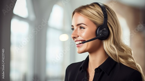 Smiling Woman in Headset