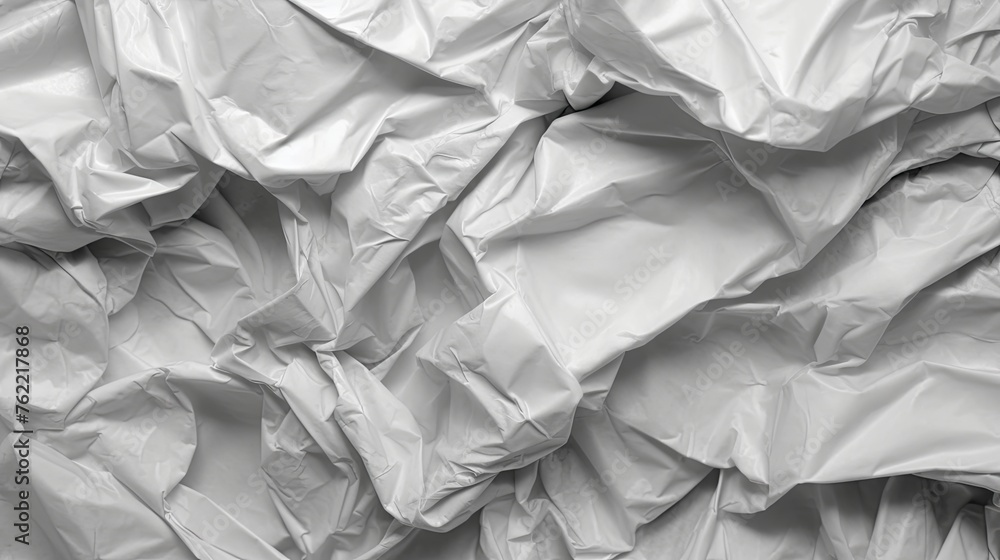 Obraz premium Crinkled White Plastic Texture. Generative AI