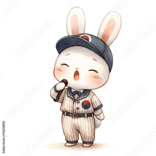 Cartoon Rabbit Baseball Player Singing
