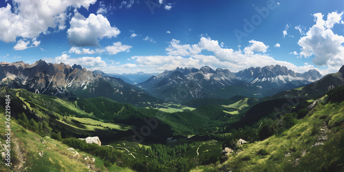 Panoramic view of Dolomites mountains in South Tyrol  Italy