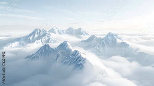 Mountains in the clouds. Panoramic view