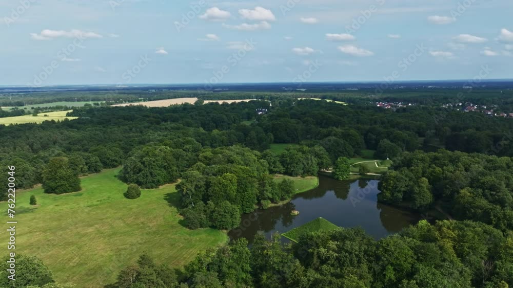 Aerial drone view of Branitzer Park in Cottbus , Germany Aerial drone view of Branitzer Park in Cottbus , Germany