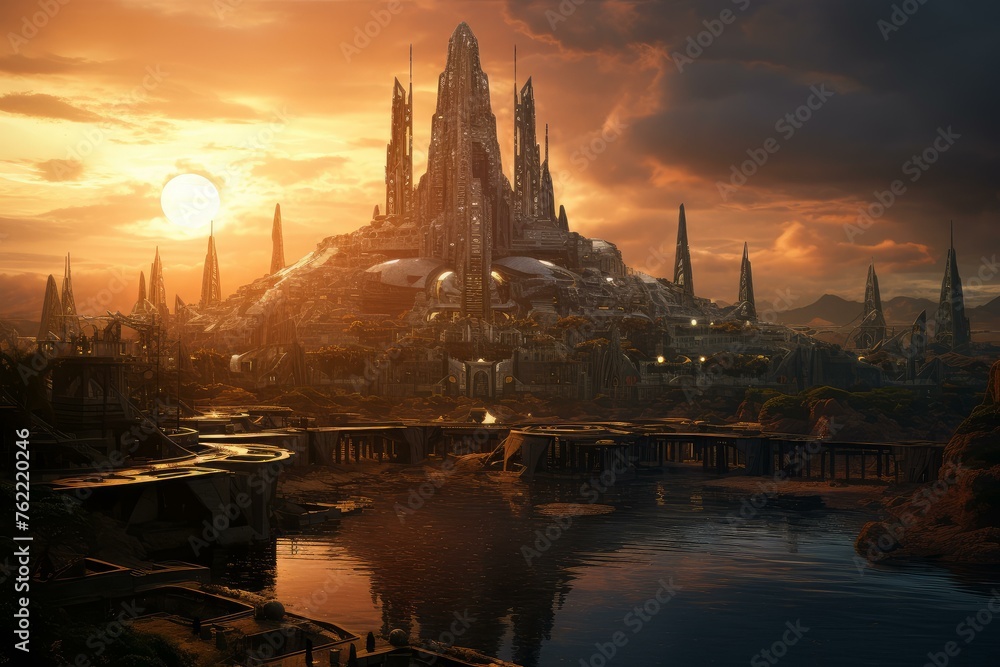 Intriguing future city. Cave urban panorama. Generate Ai Intriguing future city. Cave urban panorama. Generate Ai