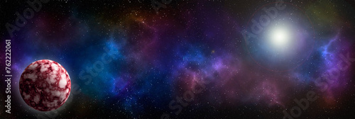 Planets and galaxy, science fiction wallpaper. Beauty of deep space. Billions of galaxies in the universe Cosmic art background. 3D illustration