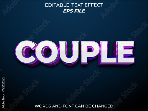 couple text effect, font editable, typography, 3d text. vector template