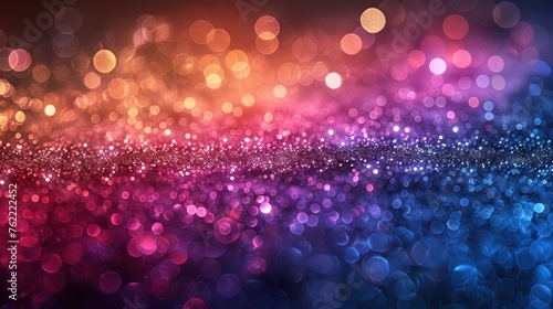 abstract colorful bokeh rainbow blurred lights on the dark background