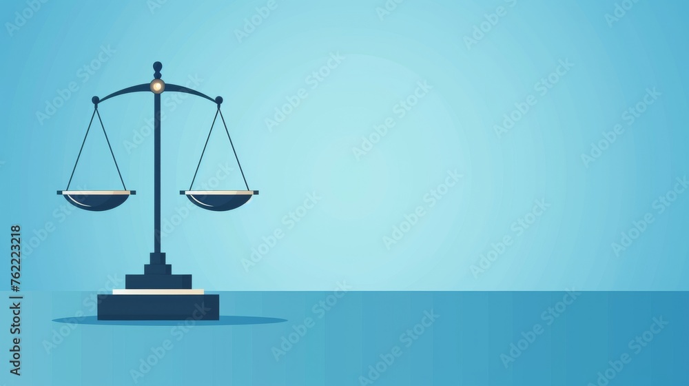An empty set of scales presented against a blue background, in a flat style, embodying concepts of justice, law, decision-making, and the weight of choices An empty set of scales presented against a blue background, in a flat style, embodying concepts of justice, law, decision-making, and the weight of choices
