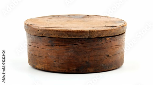 An unoccupied wooden container, possibly for fruits or bread, presented against a pure white background