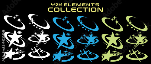 Streetwear y2k graphic assets set. Rave, acid, retro futuristic, elements for slogan, quotes, typography, poster, banner. Geometric shapes, symbols, icons. Aesthetic graphic set. Vector style