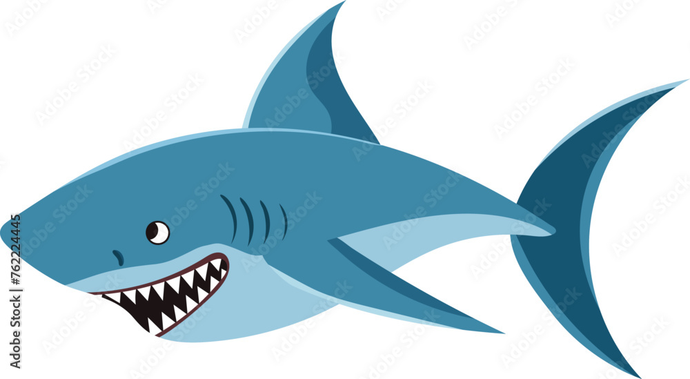 Fototapeta premium shark with teeth in flat style set