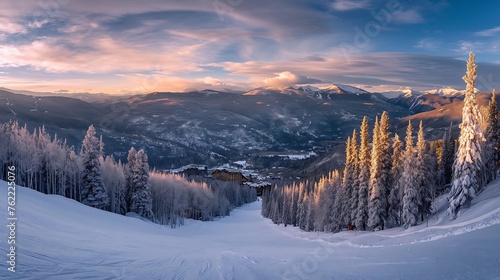 Photo of beautiful view of ski resort ai generative