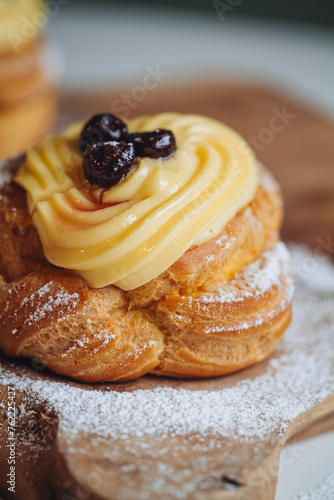 Zeppola, a traditional italian pastry for Father's day