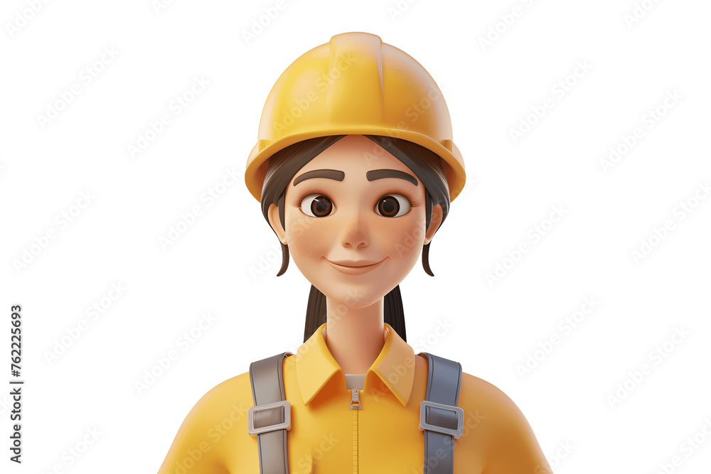 Mascot of a female construction worker isolated on transparent background Mascot of a female construction worker isolated on transparent background