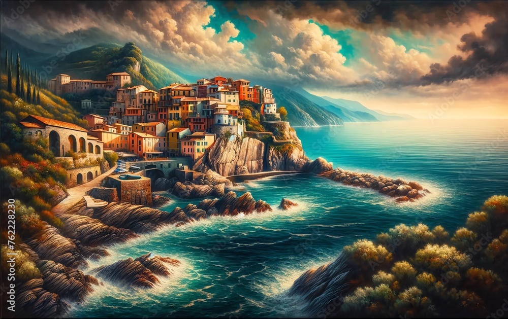 Oil Painting of Tellaro, Italy