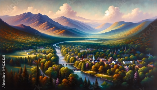 Oil Painting of Stowe, Vermont photo