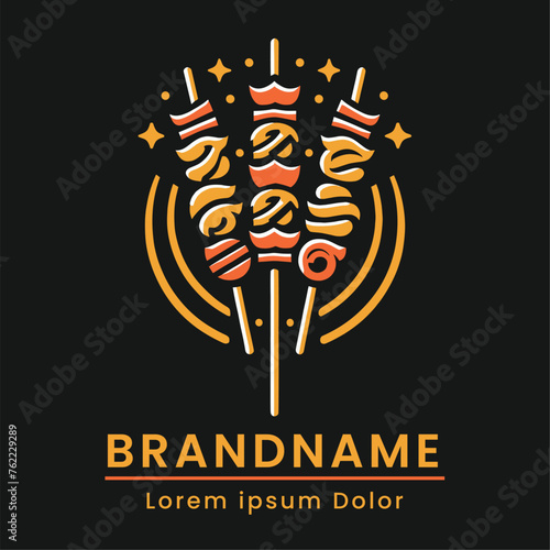 barbeque logo food that is skewered with meat and vegetables culinary branding