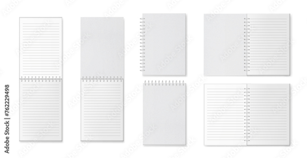 Diary or notebook with spiral binder, realistic organizer or sketchbook. Vector isolated open sheet with copy space, clear worksheet or pocketbook with rings. Board or notepad for writing Diary or notebook with spiral binder, realistic organizer or sketchbook. Vector isolated open sheet with copy space, clear worksheet or pocketbook with rings. Board or notepad for writing