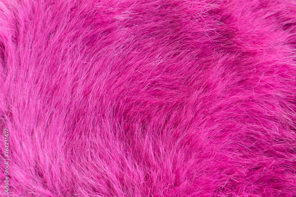 Fototapeta premium Pink fluffy fur texture background, Fleece texture, Synthetic fur fabric