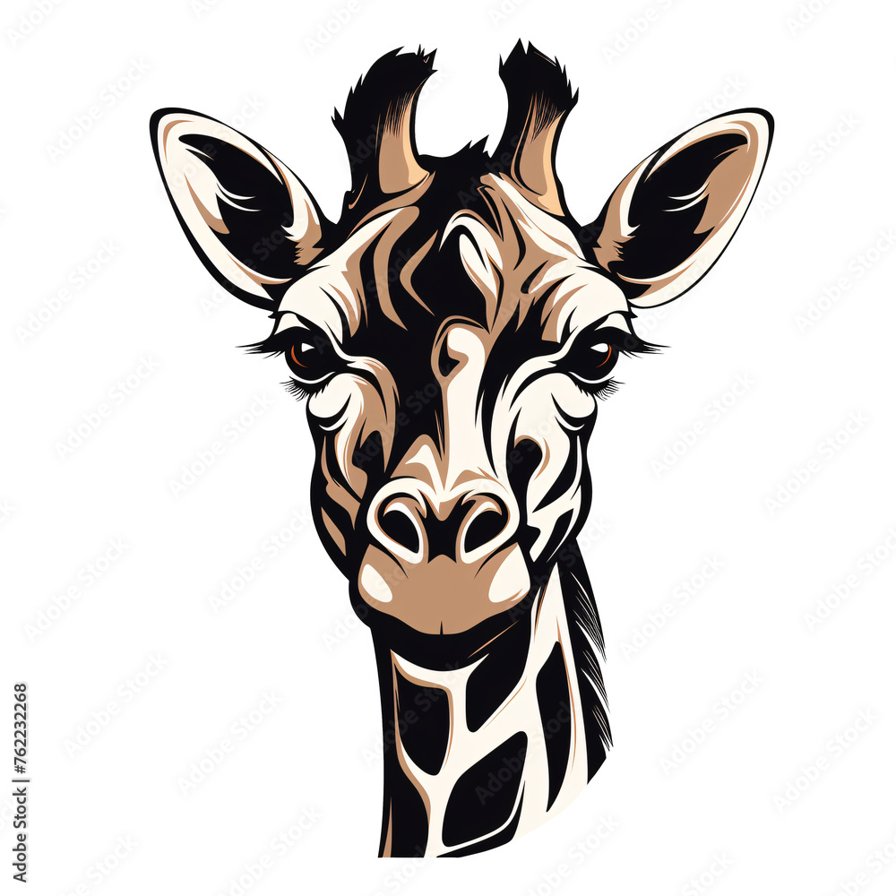 a giraffe head with long ears