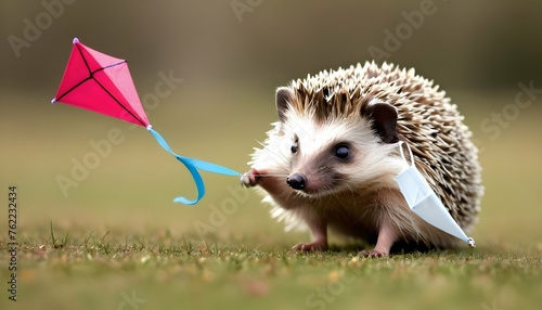 A Hedgehog Flying A Kite