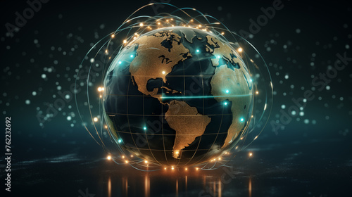 Digital global connectivity ai generated background image