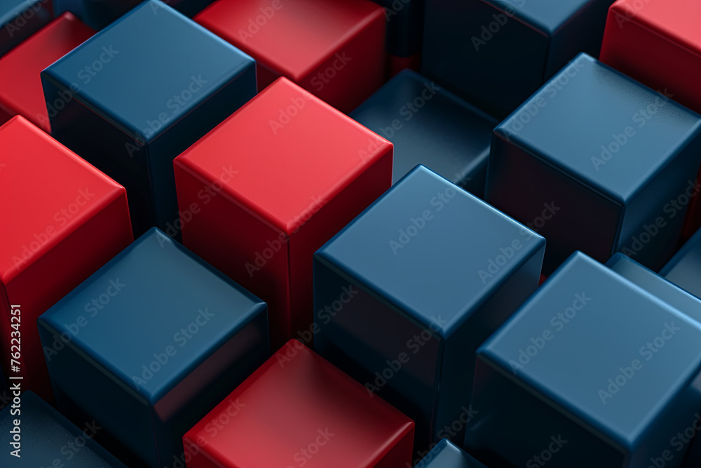 Obraz premium Red and blue cubes pattern for background
