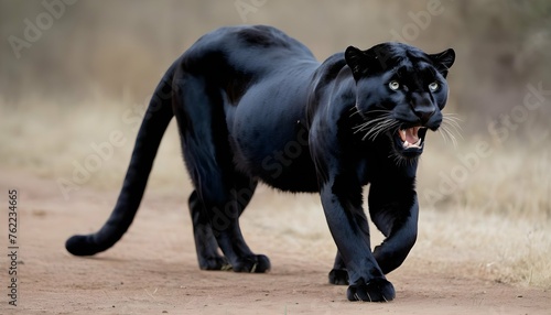 A Panther With Its Fur Standing On End Startled