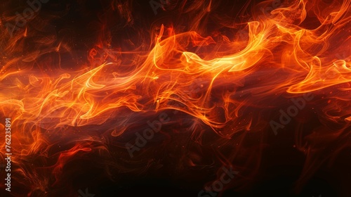 Dramatic dance of fiery waves illuminating the darkness with intense warmth photo