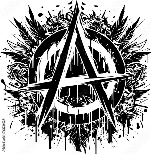 Anarchy Grunge Punk Print, Retro Illustration