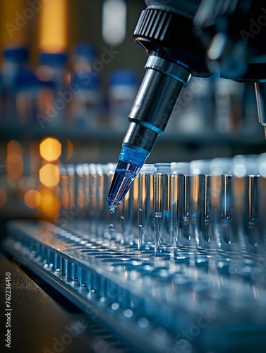 Progress in biotech medication scientists examining molecular advancements lab equipment copy space © Premyuda