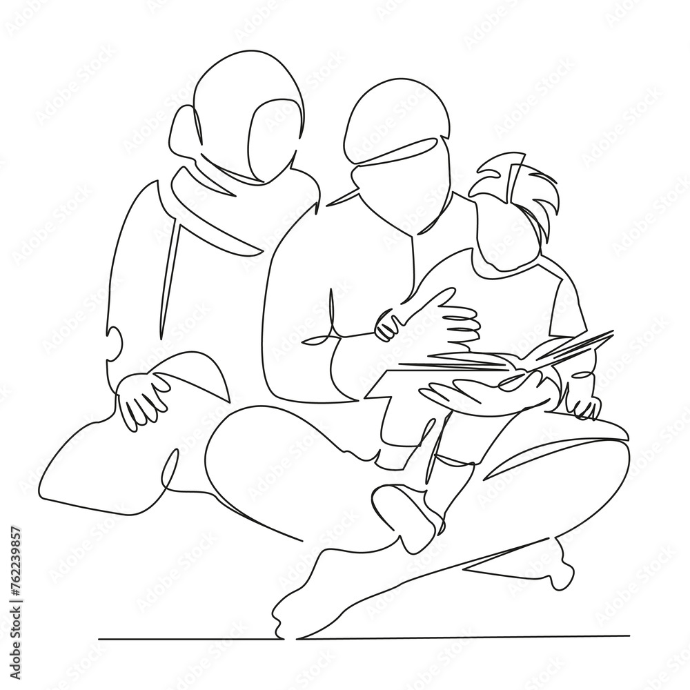 Muslim family reading Muslim family reading
