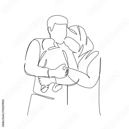 Muslim couple man and woman with newborn