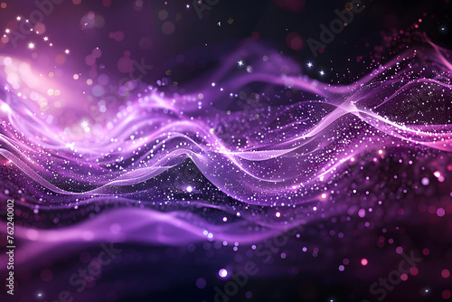 abstract background with glowing lines, digital abstract background featuring dynamic purple particles forming a captivating wave pattern, generative ai photo
