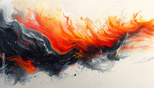 A vibrant mix of fiery and dark hues creating a dynamic and intense abstract artwork