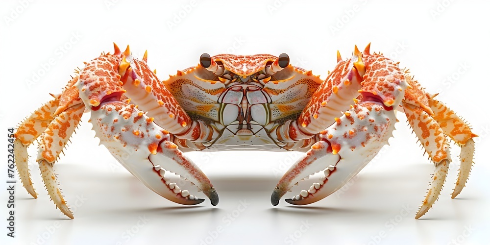 Majestic King Crab Commanding the Seafloor on Pristine White Backdrop