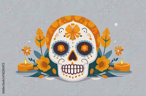 Sugar loaf marigolds Skull Day Dead Mexico