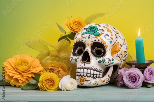Sugar loaf marigolds Skull Day Dead Mexico