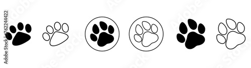 Dog Footprint logo. Footprint graphic. Pet outline. black silhouette of a paw print, isolated.