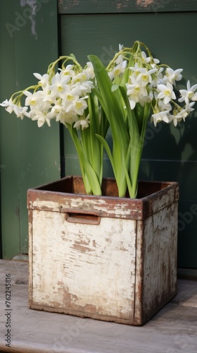 Wooden Box With Flowers