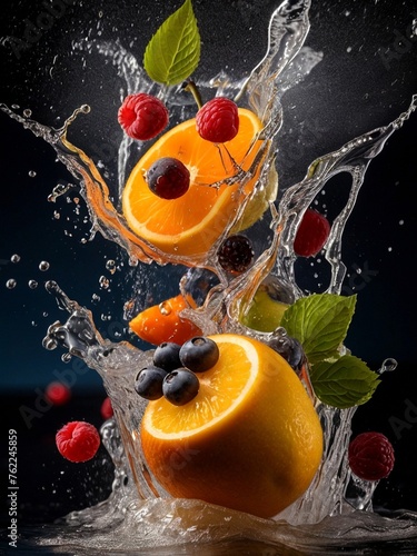 fruits in splash