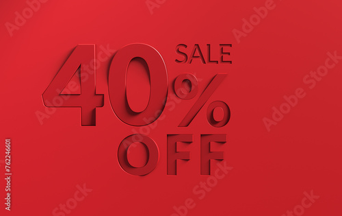 Special offer discount with 40% sale percentage on red background. Animation of golden 40% percent discount banner.	 (ID: 762246601)