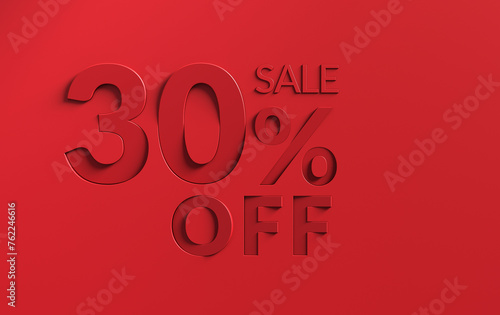 Up to 30% off sale on red background. Sale 30 percent red toned.	 (ID: 762246616)