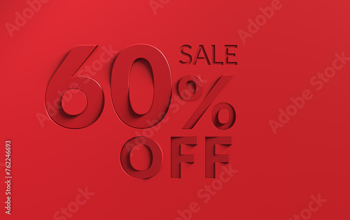 60% sale ellegant background with rednumbers. Up to 60 Percent Discount Sign on red background.	 (ID: 762246693)