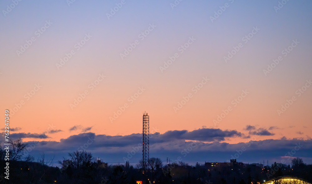 Dawn sky and communicaton tower, Canada Dawn sky and communicaton tower, Canada