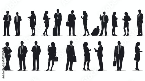 Business people set of vector silhouettes flat vector