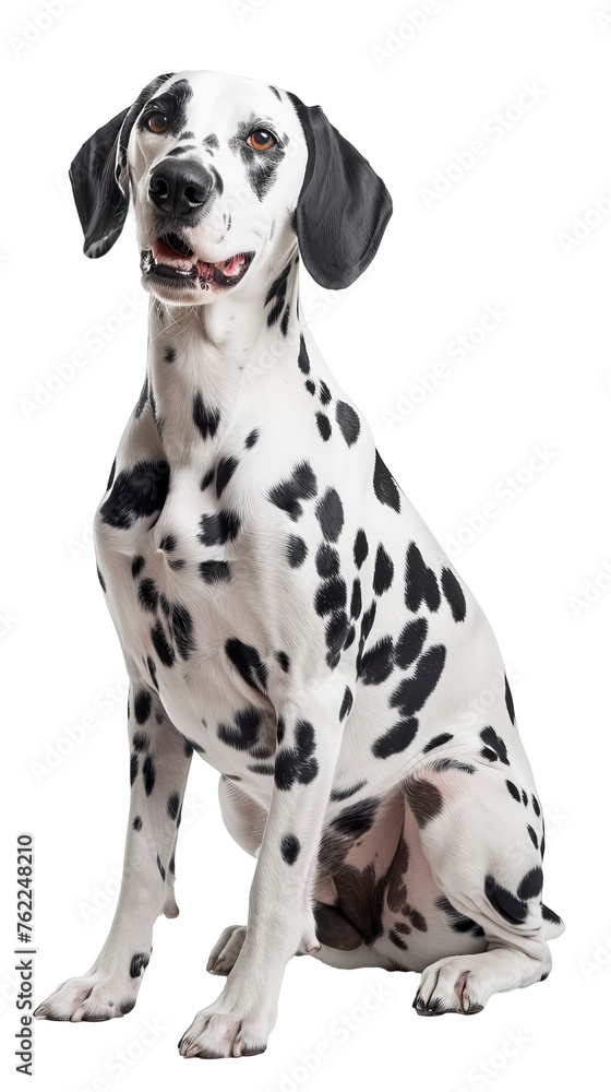 Dalmatian Dog Sitting Down and Smiling - Cut out, Transparent background