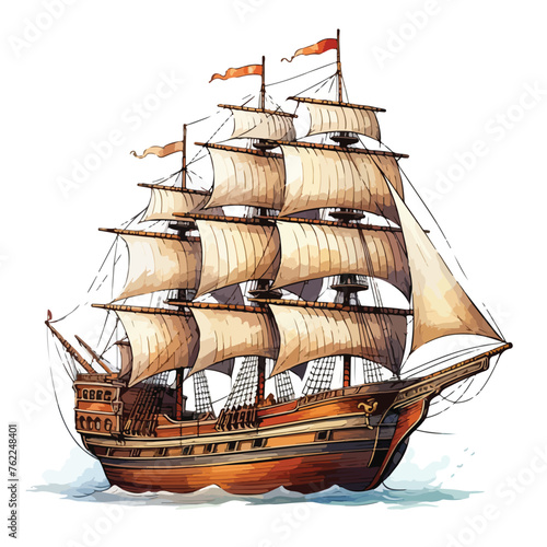Vintage Ship Clipart clipart isolated on white background
