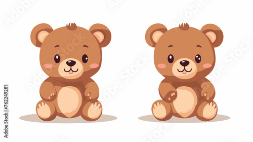 Cartoon teddy bear flat vector isolated on white background